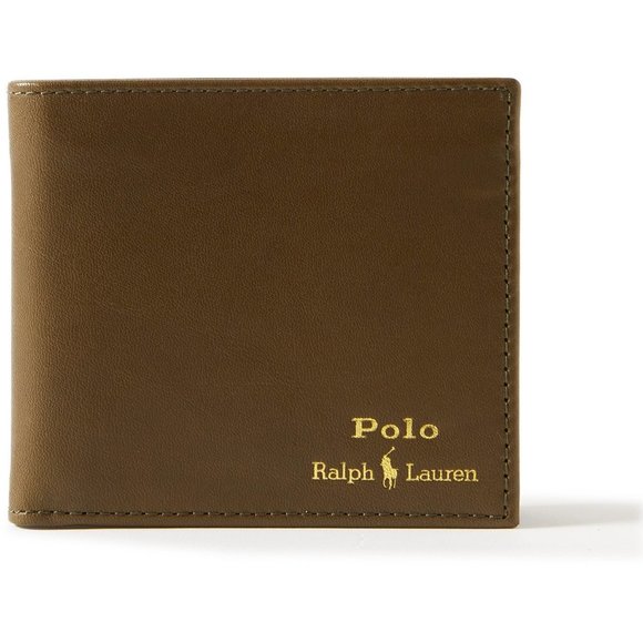 POLO RALPH LAUREN - Logo-Print in Gold Leather Billfold Wallet - Green …